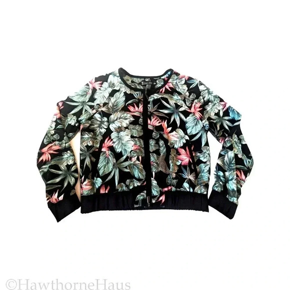 7th AVENUE Tropical Bomber Jacket Size S Full Zip Softshell Contrast Trim Light - Picture 1 of 8
